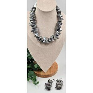 Titanium Crystal Quartz Lemuria Stick Necklace & Earring Set Manifest Meditation